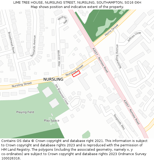 LIME TREE HOUSE, NURSLING STREET, NURSLING, SOUTHAMPTON, SO16 0XH: Location map and indicative extent of plot