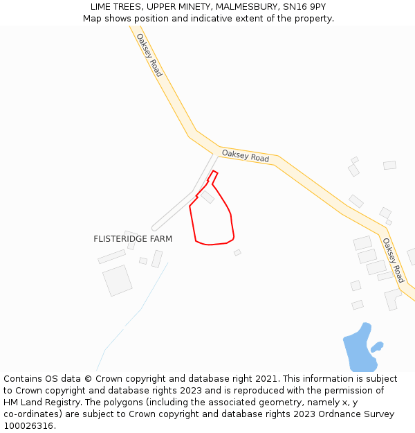 LIME TREES, UPPER MINETY, MALMESBURY, SN16 9PY: Location map and indicative extent of plot