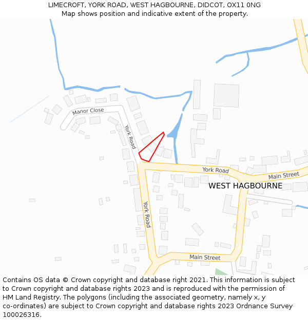 LIMECROFT, YORK ROAD, WEST HAGBOURNE, DIDCOT, OX11 0NG: Location map and indicative extent of plot