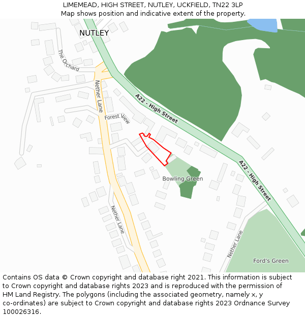 LIMEMEAD, HIGH STREET, NUTLEY, UCKFIELD, TN22 3LP: Location map and indicative extent of plot