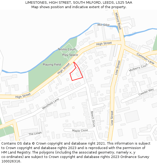 LIMESTONES, HIGH STREET, SOUTH MILFORD, LEEDS, LS25 5AA: Location map and indicative extent of plot