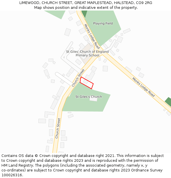 LIMEWOOD, CHURCH STREET, GREAT MAPLESTEAD, HALSTEAD, CO9 2RG: Location map and indicative extent of plot