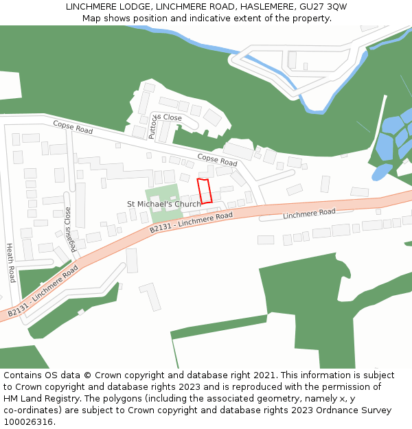 LINCHMERE LODGE, LINCHMERE ROAD, HASLEMERE, GU27 3QW: Location map and indicative extent of plot