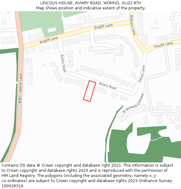 LINCOLN HOUSE, AVIARY ROAD, WOKING, GU22 8TH: Location map and indicative extent of plot