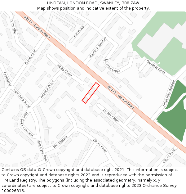 LINDEAN, LONDON ROAD, SWANLEY, BR8 7AW: Location map and indicative extent of plot