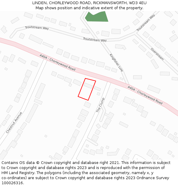 LINDEN, CHORLEYWOOD ROAD, RICKMANSWORTH, WD3 4EU: Location map and indicative extent of plot