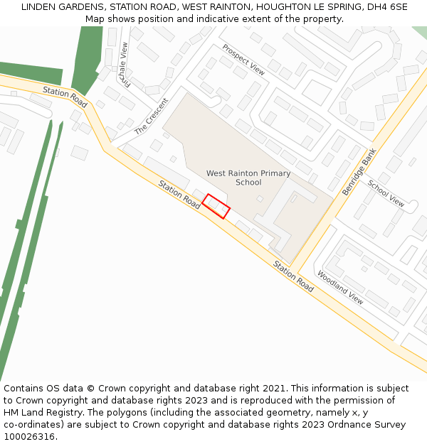 LINDEN GARDENS, STATION ROAD, WEST RAINTON, HOUGHTON LE SPRING, DH4 6SE: Location map and indicative extent of plot