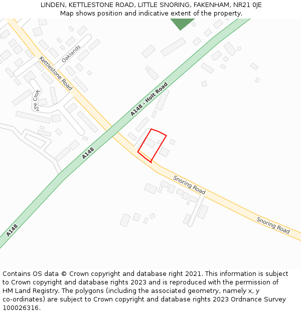 LINDEN, KETTLESTONE ROAD, LITTLE SNORING, FAKENHAM, NR21 0JE: Location map and indicative extent of plot