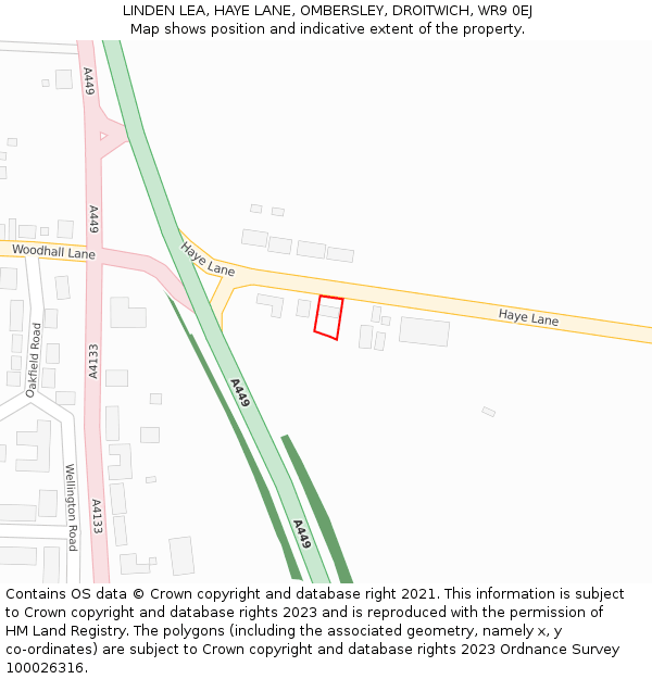 LINDEN LEA, HAYE LANE, OMBERSLEY, DROITWICH, WR9 0EJ: Location map and indicative extent of plot