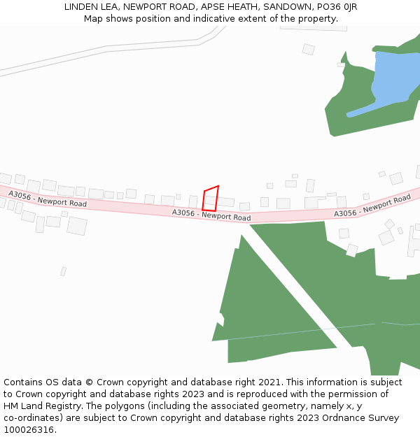 LINDEN LEA, NEWPORT ROAD, APSE HEATH, SANDOWN, PO36 0JR: Location map and indicative extent of plot