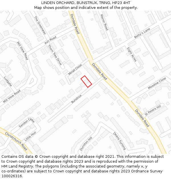 LINDEN ORCHARD, BUNSTRUX, TRING, HP23 4HT: Location map and indicative extent of plot