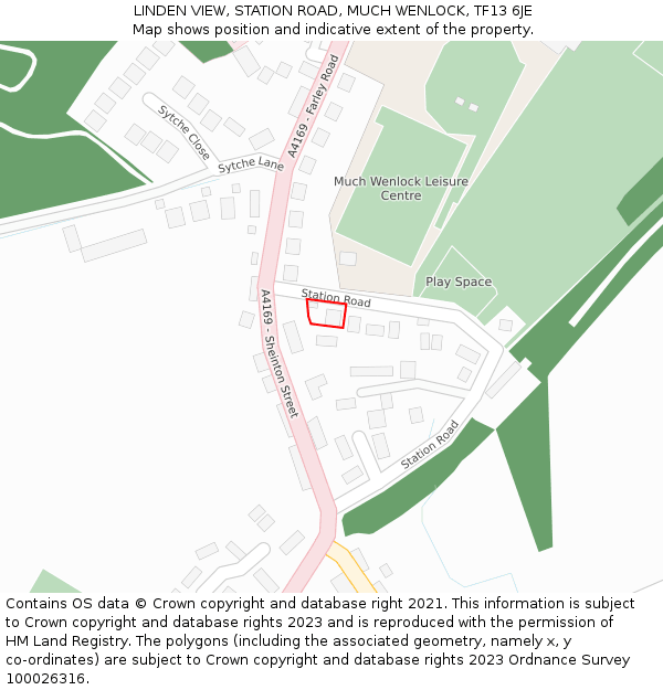 LINDEN VIEW, STATION ROAD, MUCH WENLOCK, TF13 6JE: Location map and indicative extent of plot