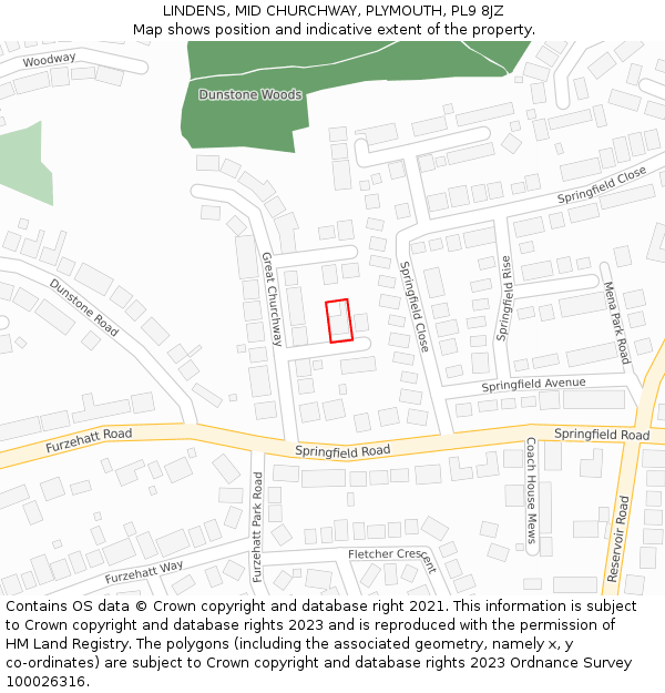 LINDENS, MID CHURCHWAY, PLYMOUTH, PL9 8JZ: Location map and indicative extent of plot