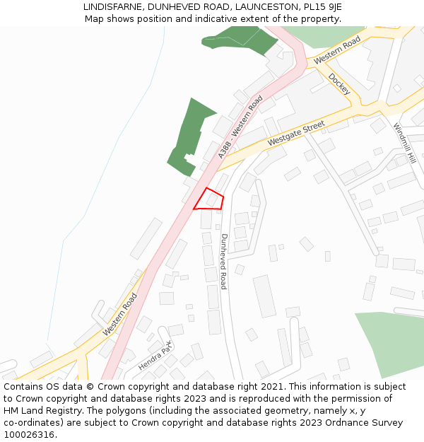 LINDISFARNE, DUNHEVED ROAD, LAUNCESTON, PL15 9JE: Location map and indicative extent of plot