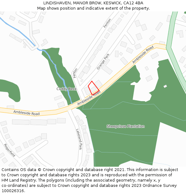 LINDISHAVEN, MANOR BROW, KESWICK, CA12 4BA: Location map and indicative extent of plot