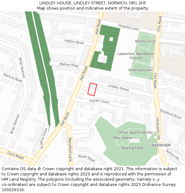 LINDLEY HOUSE, LINDLEY STREET, NORWICH, NR1 2HF: Location map and indicative extent of plot