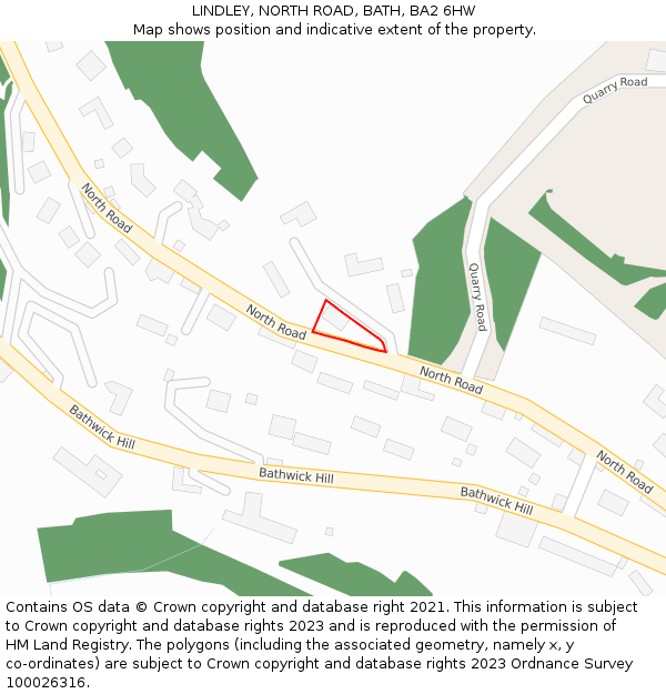 LINDLEY, NORTH ROAD, BATH, BA2 6HW: Location map and indicative extent of plot