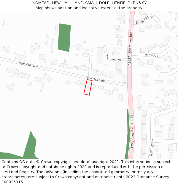 LINDMEAD, NEW HALL LANE, SMALL DOLE, HENFIELD, BN5 9YH: Location map and indicative extent of plot