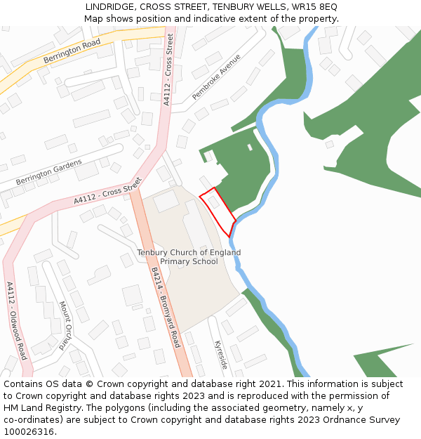 LINDRIDGE, CROSS STREET, TENBURY WELLS, WR15 8EQ: Location map and indicative extent of plot