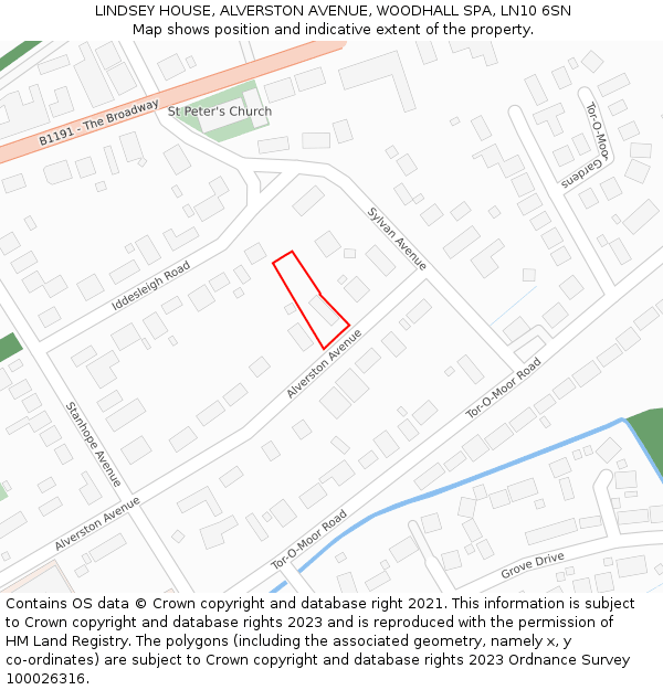 LINDSEY HOUSE, ALVERSTON AVENUE, WOODHALL SPA, LN10 6SN: Location map and indicative extent of plot