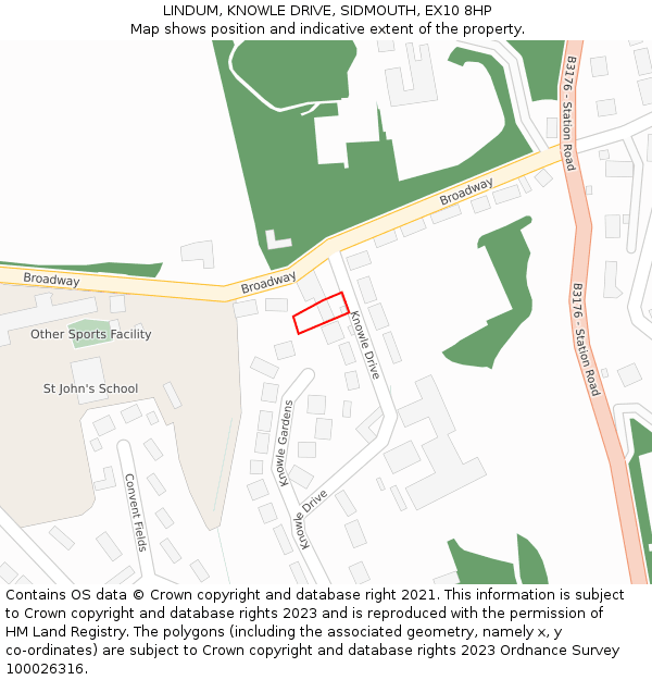 LINDUM, KNOWLE DRIVE, SIDMOUTH, EX10 8HP: Location map and indicative extent of plot