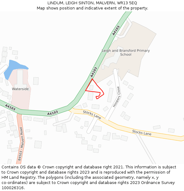 LINDUM, LEIGH SINTON, MALVERN, WR13 5EQ: Location map and indicative extent of plot