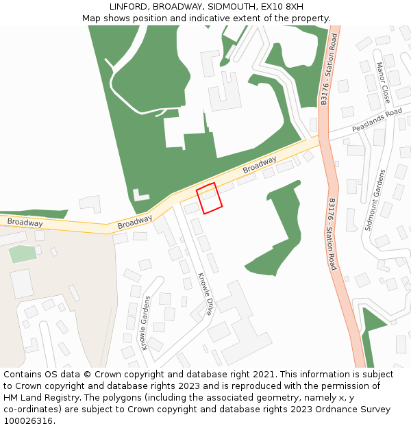 LINFORD, BROADWAY, SIDMOUTH, EX10 8XH: Location map and indicative extent of plot