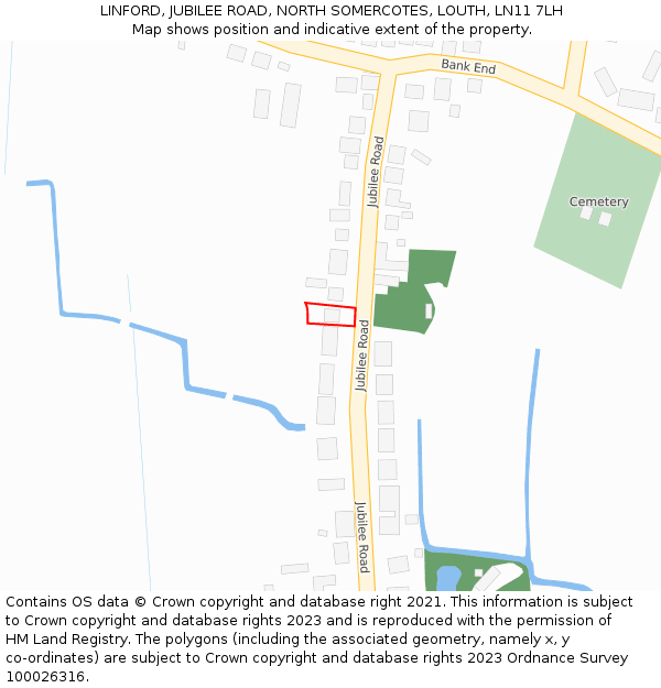 LINFORD, JUBILEE ROAD, NORTH SOMERCOTES, LOUTH, LN11 7LH: Location map and indicative extent of plot