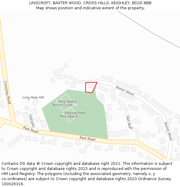 LINGCROFT, BAXTER WOOD, CROSS HILLS, KEIGHLEY, BD20 8BB: Location map and indicative extent of plot