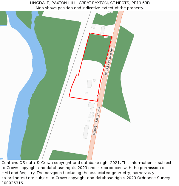 LINGDALE, PAXTON HILL, GREAT PAXTON, ST NEOTS, PE19 6RB: Location map and indicative extent of plot