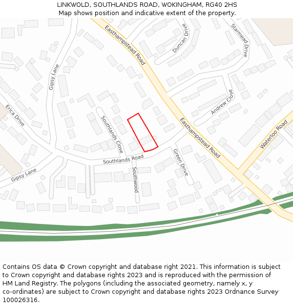 LINKWOLD, SOUTHLANDS ROAD, WOKINGHAM, RG40 2HS: Location map and indicative extent of plot