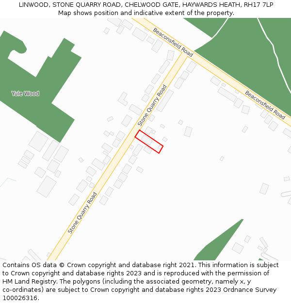 LINWOOD, STONE QUARRY ROAD, CHELWOOD GATE, HAYWARDS HEATH, RH17 7LP: Location map and indicative extent of plot