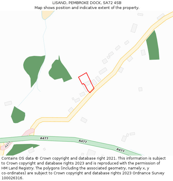 LISAND, PEMBROKE DOCK, SA72 4SB: Location map and indicative extent of plot