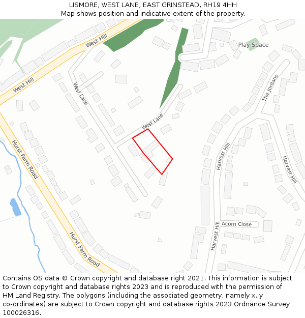 LISMORE, WEST LANE, EAST GRINSTEAD, RH19 4HH: Location map and indicative extent of plot