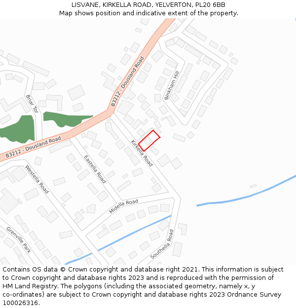 LISVANE, KIRKELLA ROAD, YELVERTON, PL20 6BB: Location map and indicative extent of plot