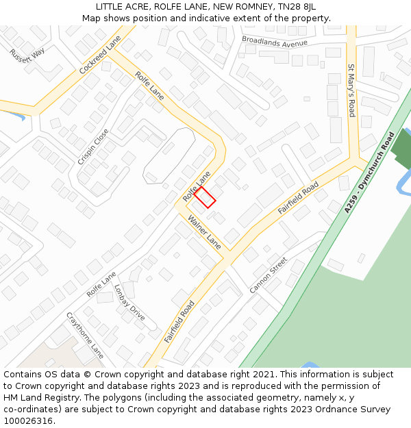 LITTLE ACRE, ROLFE LANE, NEW ROMNEY, TN28 8JL: Location map and indicative extent of plot