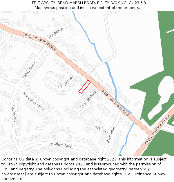 LITTLE APSLEY, SEND MARSH ROAD, RIPLEY, WOKING, GU23 6JR: Location map and indicative extent of plot