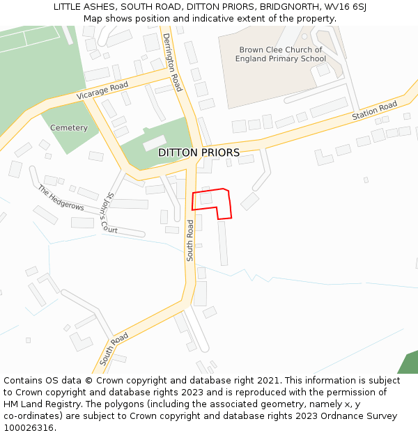LITTLE ASHES, SOUTH ROAD, DITTON PRIORS, BRIDGNORTH, WV16 6SJ: Location map and indicative extent of plot