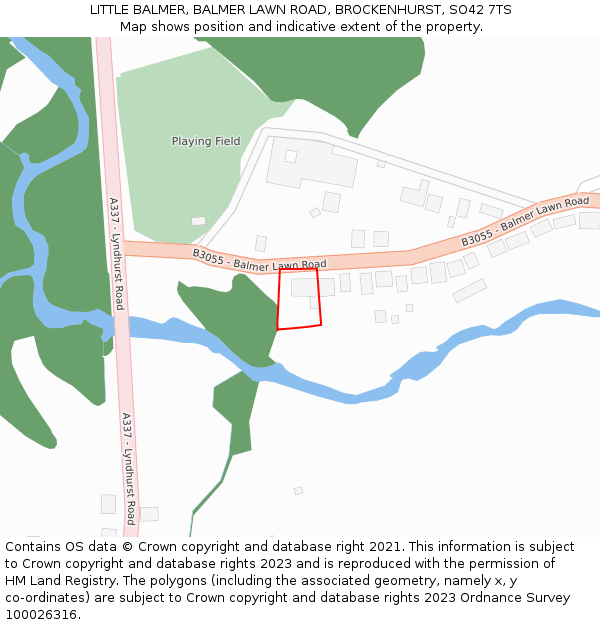 LITTLE BALMER, BALMER LAWN ROAD, BROCKENHURST, SO42 7TS: Location map and indicative extent of plot