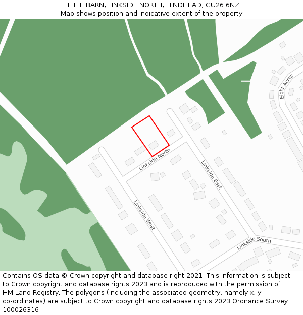 LITTLE BARN, LINKSIDE NORTH, HINDHEAD, GU26 6NZ: Location map and indicative extent of plot