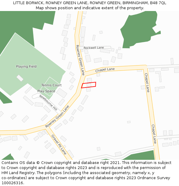 LITTLE BORWICK, ROWNEY GREEN LANE, ROWNEY GREEN, BIRMINGHAM, B48 7QL: Location map and indicative extent of plot