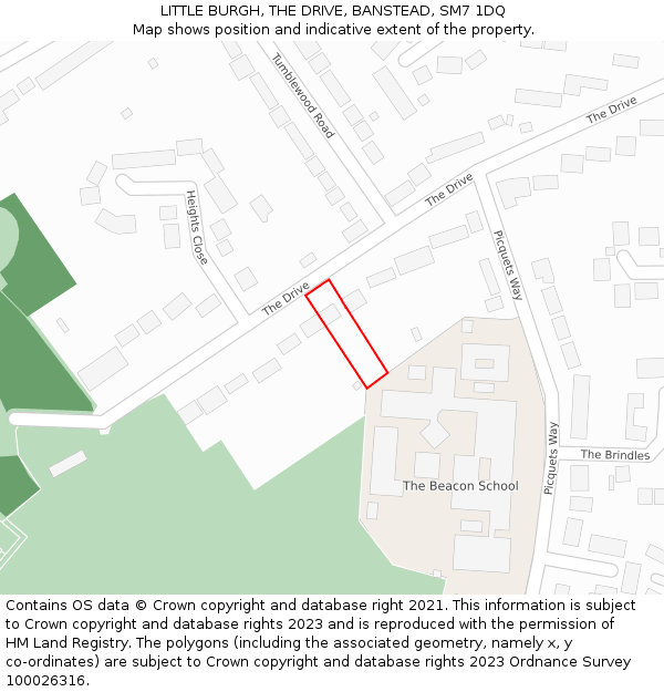 LITTLE BURGH, THE DRIVE, BANSTEAD, SM7 1DQ: Location map and indicative extent of plot