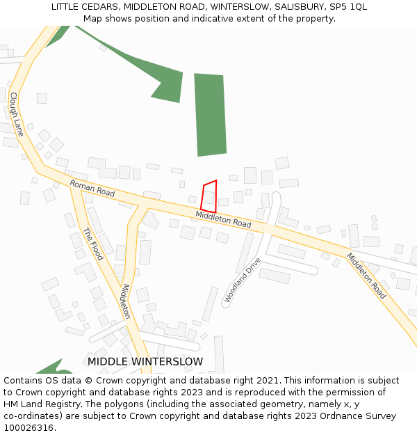 LITTLE CEDARS, MIDDLETON ROAD, WINTERSLOW, SALISBURY, SP5 1QL: Location map and indicative extent of plot