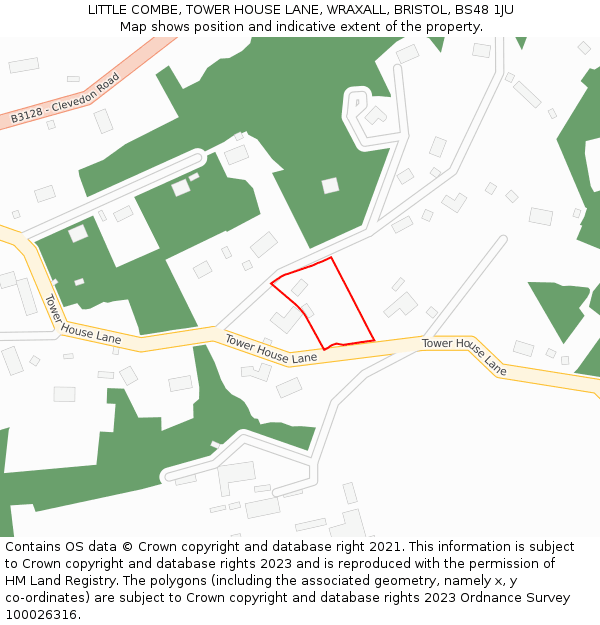 LITTLE COMBE, TOWER HOUSE LANE, WRAXALL, BRISTOL, BS48 1JU: Location map and indicative extent of plot
