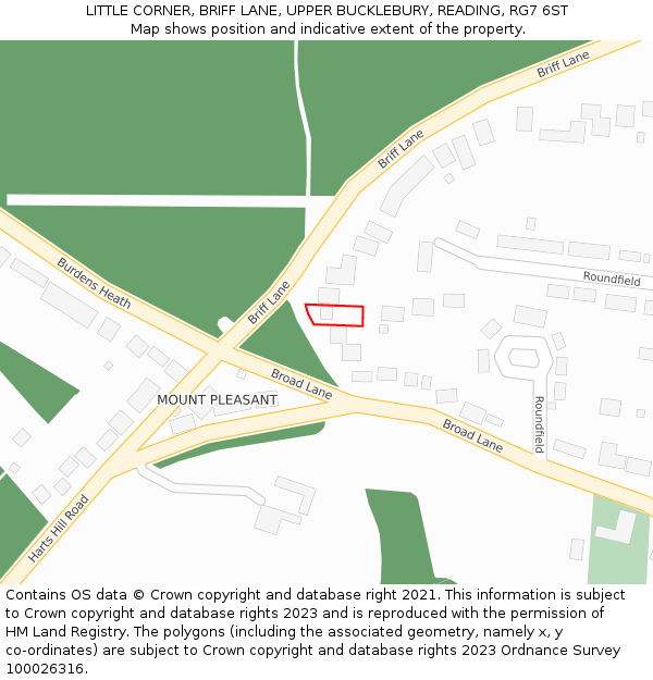 LITTLE CORNER, BRIFF LANE, UPPER BUCKLEBURY, READING, RG7 6ST: Location map and indicative extent of plot