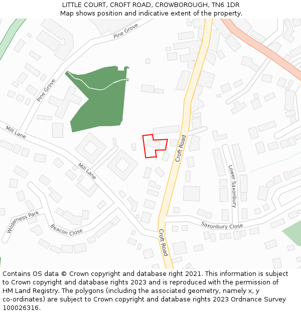LITTLE COURT, CROFT ROAD, CROWBOROUGH, TN6 1DR: Location map and indicative extent of plot