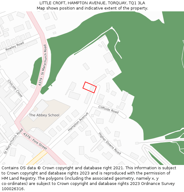 LITTLE CROFT, HAMPTON AVENUE, TORQUAY, TQ1 3LA: Location map and indicative extent of plot