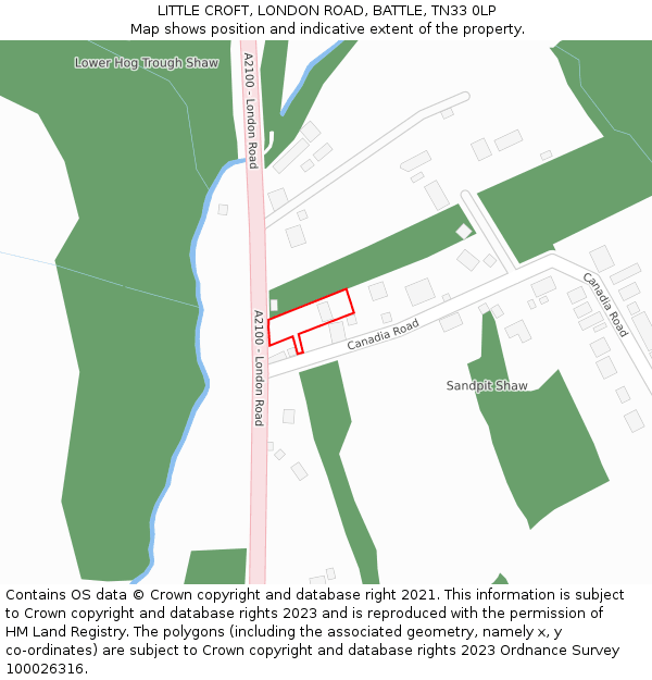 LITTLE CROFT, LONDON ROAD, BATTLE, TN33 0LP: Location map and indicative extent of plot