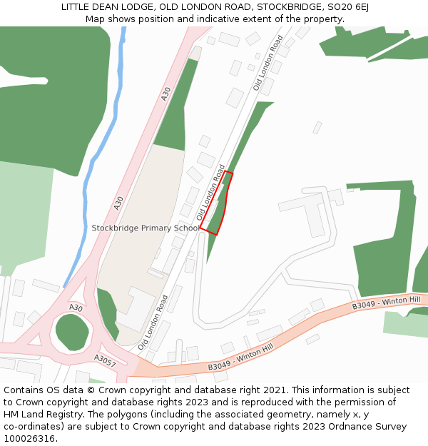 LITTLE DEAN LODGE, OLD LONDON ROAD, STOCKBRIDGE, SO20 6EJ: Location map and indicative extent of plot