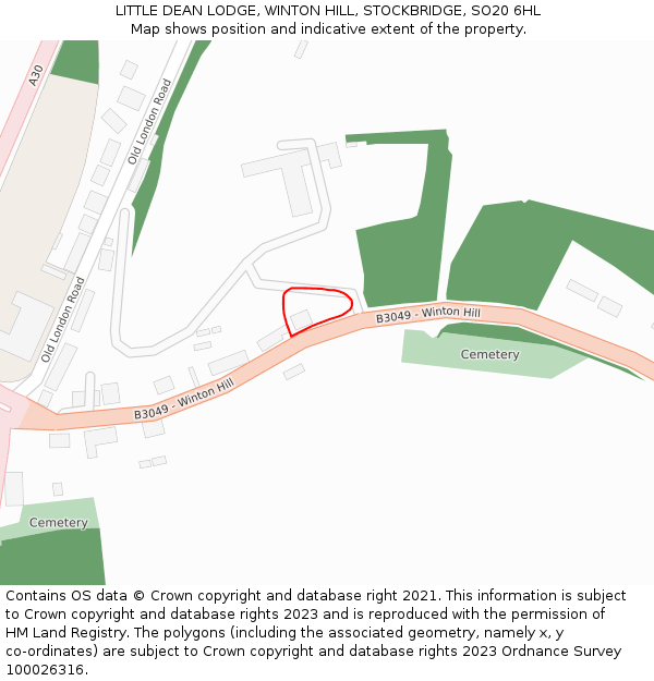 LITTLE DEAN LODGE, WINTON HILL, STOCKBRIDGE, SO20 6HL: Location map and indicative extent of plot